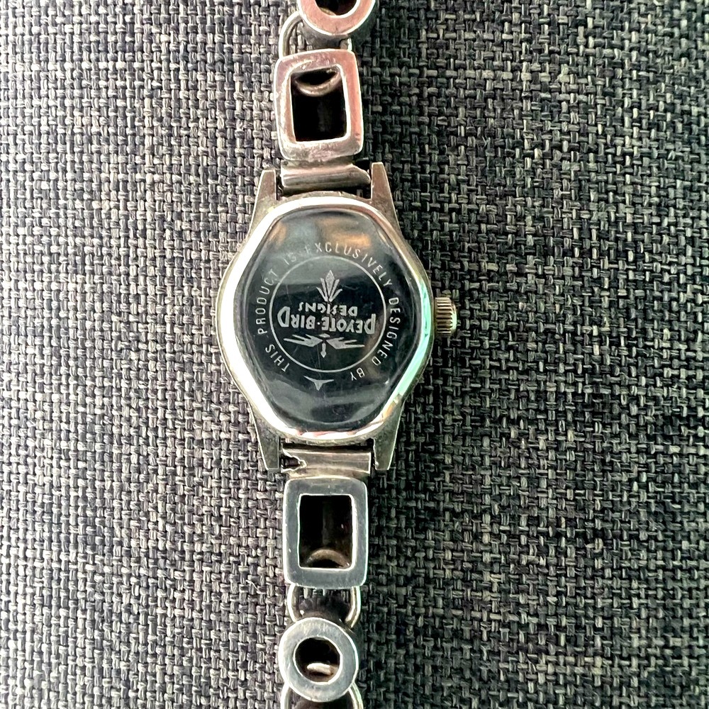 Vintage Peyote Bird Smoky Quartz Navajo Pearl Black Onyx & Silver Watch Bracelet - Picture 10 of 17